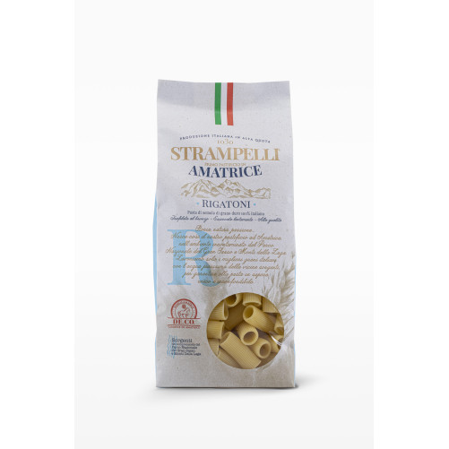 Rigatoni - Durum Wheat Pasta - Typical Italian Product - Produced in Lazio - 500 g Pack - Strampelli