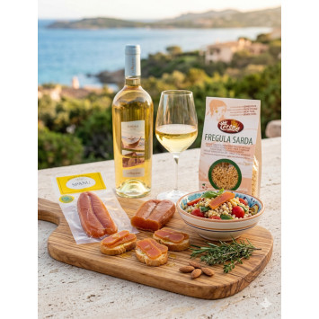 Aperitivo Costa Smeralda: Il Kit Gourmet Bottarga, Fregula e Vino Karmis