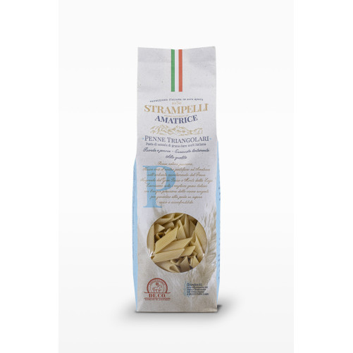 Penne Triangulaires – Pâtes de Blé Dur – Produit Typique Italien – Produit dans le Latium – Paquet de 500 g – Strampelli