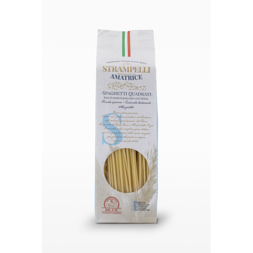 Square Spaghetti – Durum Wheat Pasta – Traditional Italian Product – Produced in Lazio – 500 g Pack – Strampelli