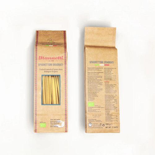 Spaghettoni Quadrati BIO - Pasta di Grano Duro Biologico - Prodotto nel Lazio - Pacco da 500 g - Pasta Mannetti
