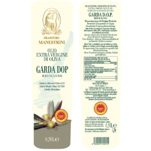 Olio Garda Bresciano D.O.P. - Olio EVO - Estratto a Freddo - Prodotto a Brescia - Bottiglia da 500 ml - Frantoio Manestrini