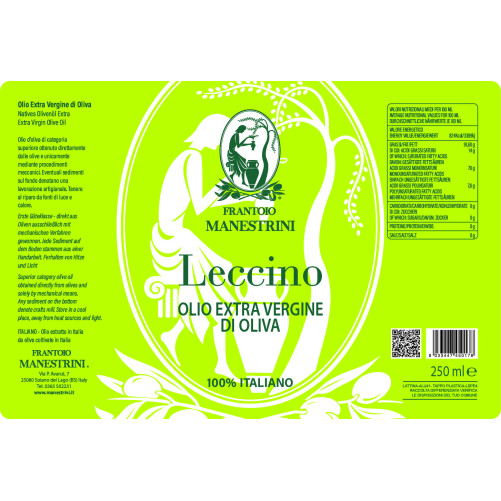 Monocultivar Leccino Olive Oil – Extra Virgin Olive Oil – Produced in Brescia – 250 ml Bottle – Frantoio Manestrini