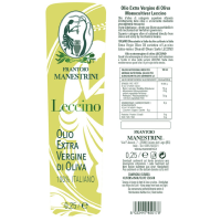 Olio Monocultivar Leccino - Olio EVO - Estratto a Freddo - Prodotto a Brescia - Bottiglia da 250 ml - Frantoio Manestrini