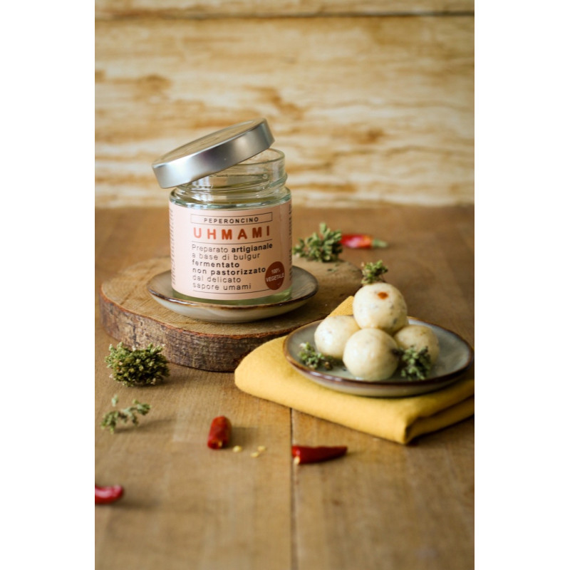 Uhmami Palline Peperoncino e Origano - Specialità a Base di Bulgur Fermentato - Prodotto a Senago - Vasetto da 200 g - Uhmami Uhmami Palline Peperoncino e Origano - Specialità a Base di Bulgur Fermentato - Prodotto a Senago - Vasetto da 200 g - Uhmami